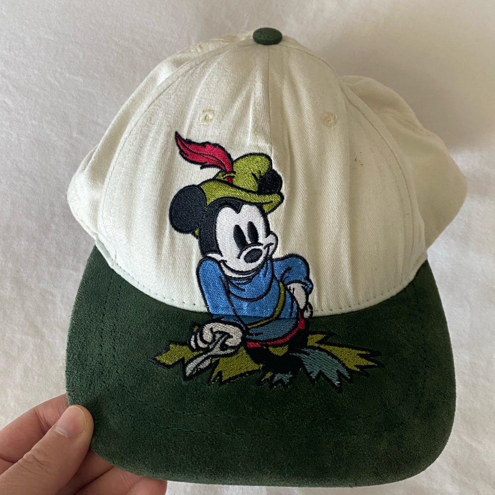 Vintage Disney Mickey Mouse Green and White Cap